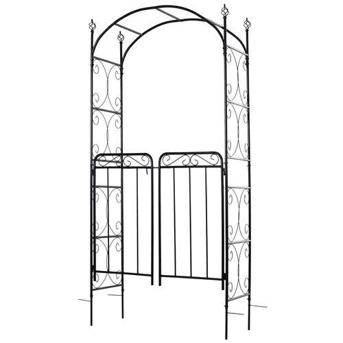 Metal Decorative Backyard Arch Gate Garden Arbor for Climbing Plants Outsunny