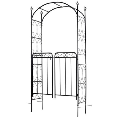 Metal Decorative Backyard Arch Gate Garden Arbor for Climbing Plants Outsunny