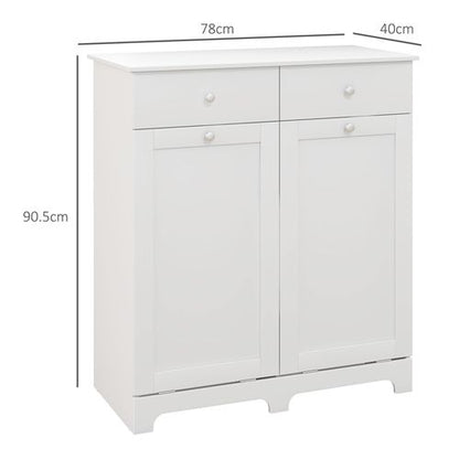 HOMCOM Modern Bathroom Cabinet with Laundry Baskets and 2 Drawers