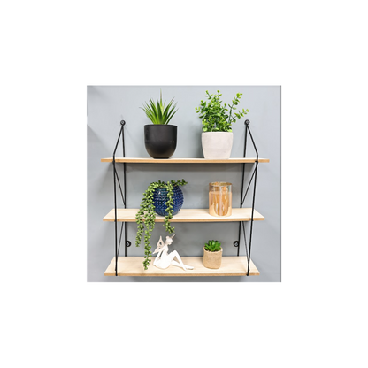 SHLEDECOR 3 Tier Floating Shelf Wall Shelves for Bedroom Wall Mounted Bookcase Hanging Shelves Bookshelf Book Shelves for Living Room Display Wooden Shelving Unit BLACK Metal Wire