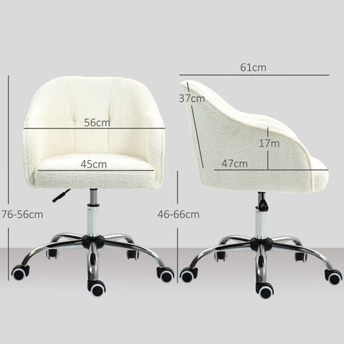 HOMCOM Fluffy Vanity Chair for Desk, with Height Adjustable, Wheels