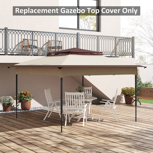 Premium Outsunny Gazebo Cover - 3.25mx3.25m, 2-Tier, 30+ UV Protection, Beige