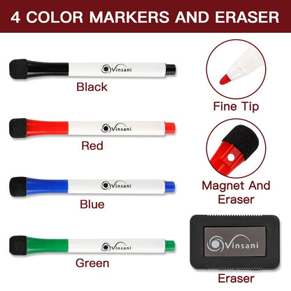 Magnetic Whiteboard  45 x 60 cm Size with 4 Dry Wipe Pens and Eraser