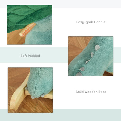 HOMCOM Kids Toddler Rocking Horse Plush Ride On Triceratops Rocker Wooden Base W/Sound for 3-6 Years Green