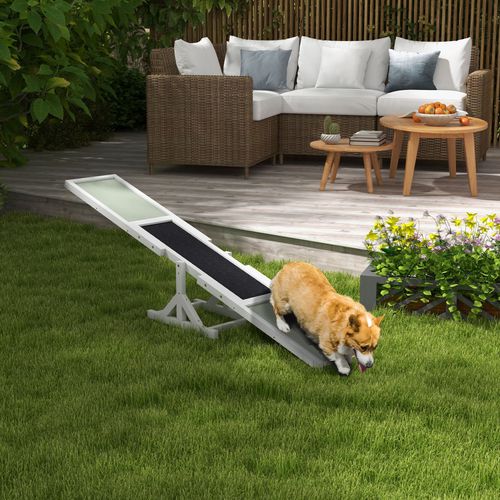 PawHut Wooden Pet Seesaw for Big Dogs with Anti-Slip Surface, White