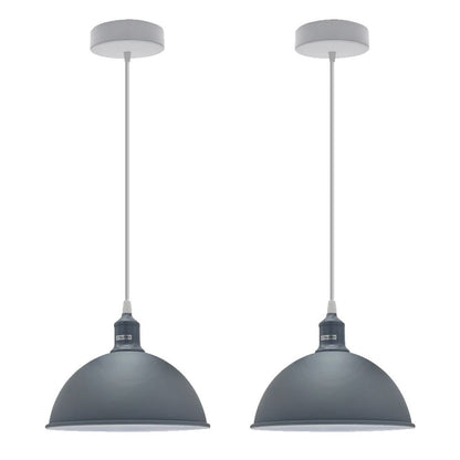 2Pack Dome-Shaped Metal Pendant Lights | Sturdy & Stylish Grey Loft Design | Ideal for Home & Commercial Spaces