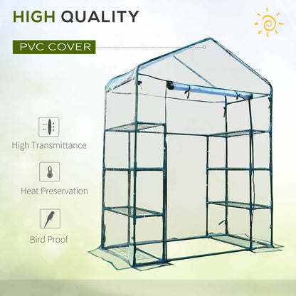 High-Quality 4-Tier Portable Greenhouse: Sturdy Metal Frame, 8 Shelves for Easy Plant Placement, Ideal for All Your Growing Needs
