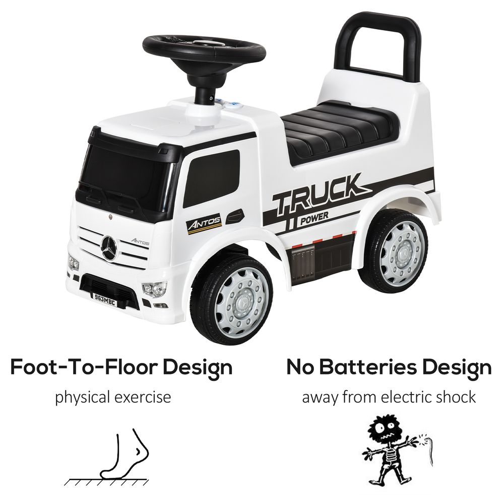 3-in-1 Ride On Car Kids Mercedes Truck Storage for 12 - 36 Months White