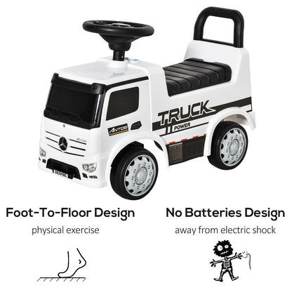 3-in-1 Ride On Car Kids Mercedes Truck Storage for 12 - 36 Months White