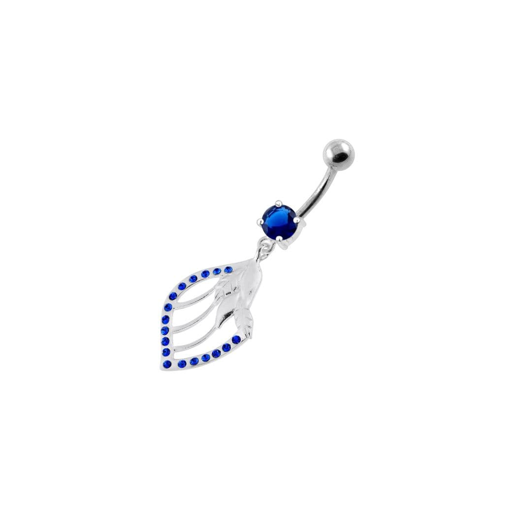 Jeweled Floral Shell 925 Sterling Silver Navel Bar