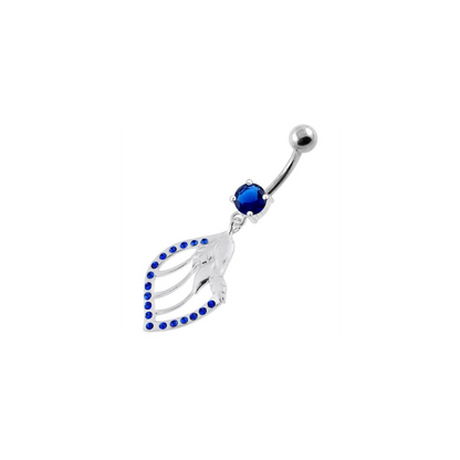 Jeweled Floral Shell 925 Sterling Silver Navel Bar