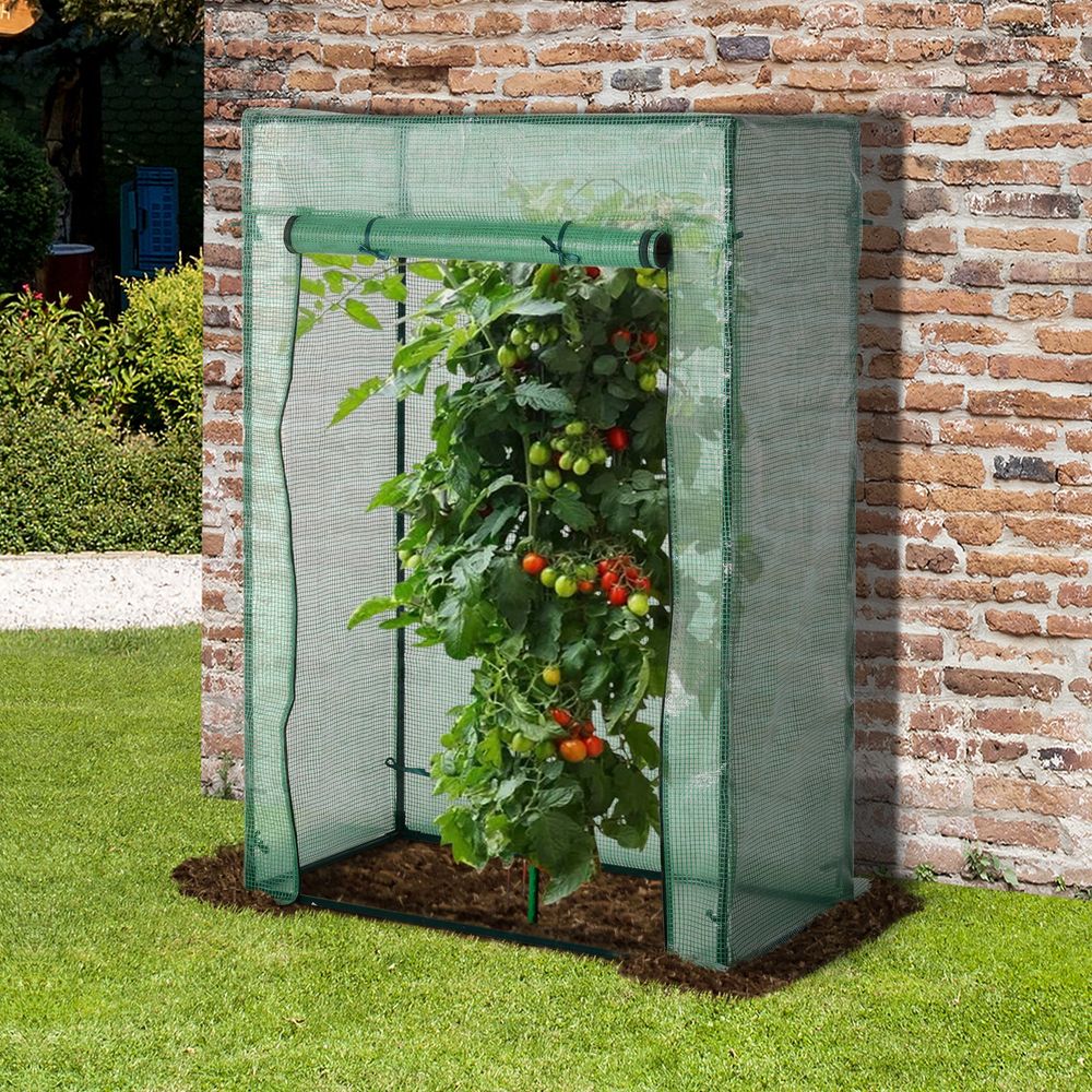 Outsunny Mini Greenhouse - Steel Frame, PE Cover, Roll-up Door - 100 x 50 x 150cm
