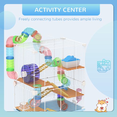 Pawhut 5 Tier Hamster Cage Carrier Habitat w/ Exercise Wheels
