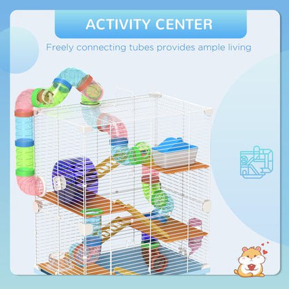 Pawhut 5 Tier Hamster Cage Carrier Habitat w/ Exercise Wheels