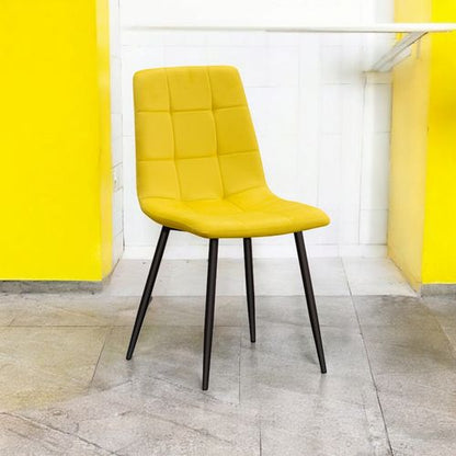 YELLOW FABRIC CHAIR BLACK METAL LEGS