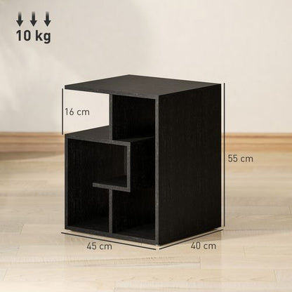 HOMCOM 3-Tier Side End Table Open Shelves Storage Magazine Desk Black