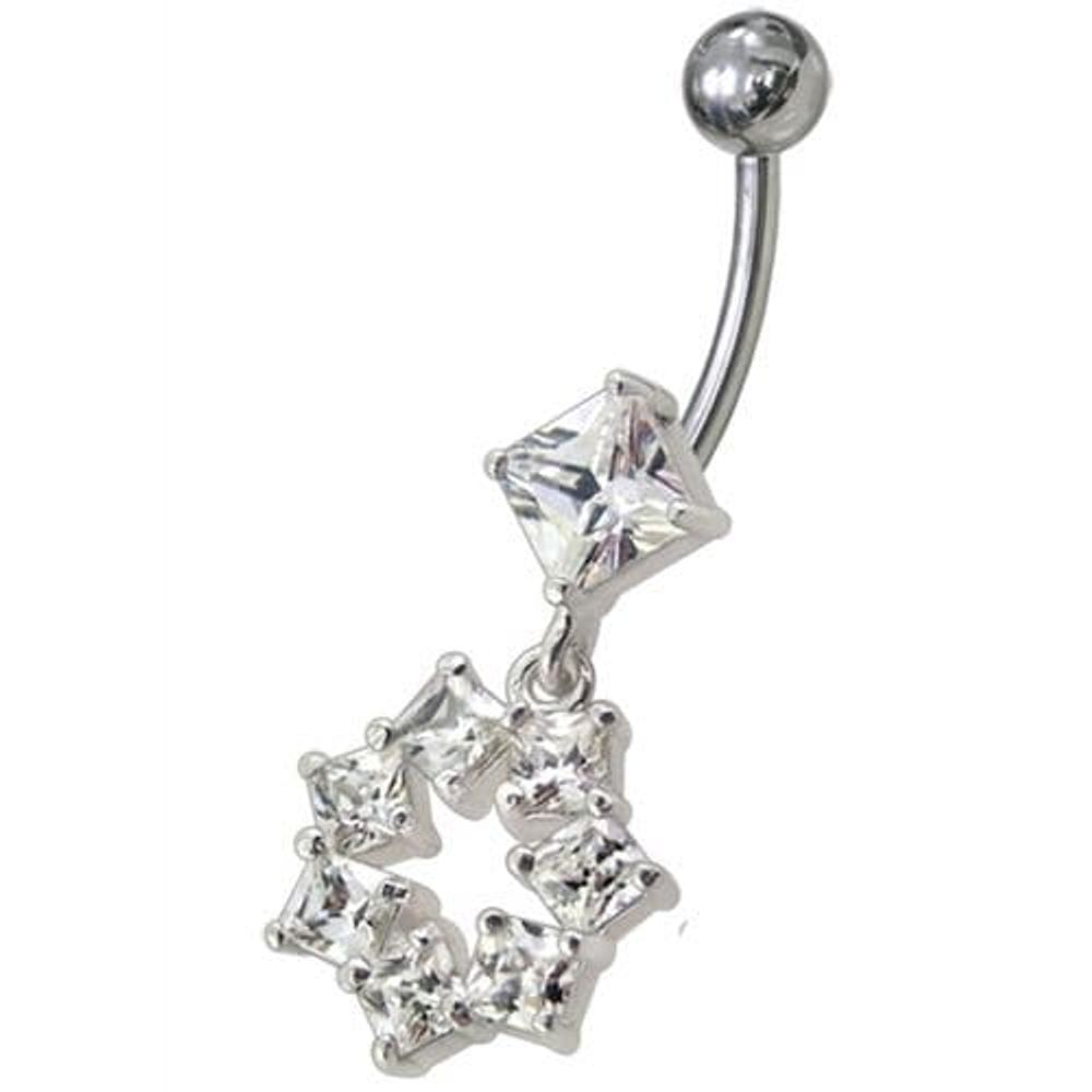 Fancy Dangling SS Banana Navel Belly Ring Body Jewelry
