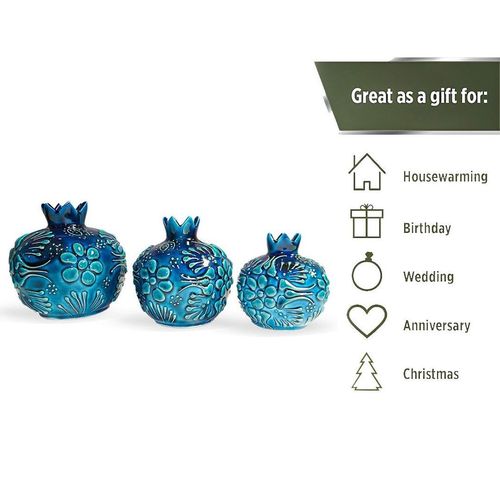 Ceramic Vase Pomegranate Trio Ocean Blue 11 / 9 / 8cm