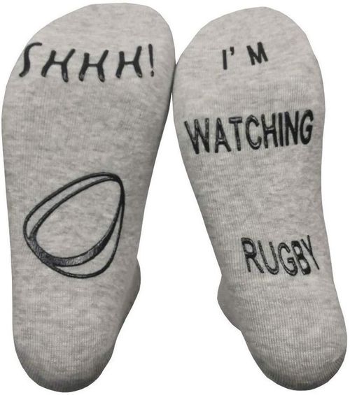 SET OF 3 VINSANI I'M WATCHING RUGBY SOCKS (BLACK WHITE & GREY)