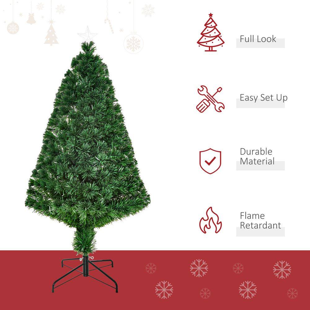 Pre-Lit Fibre Optic Artificial Christmas Tree Tree Topper Multi-Colour 4ft