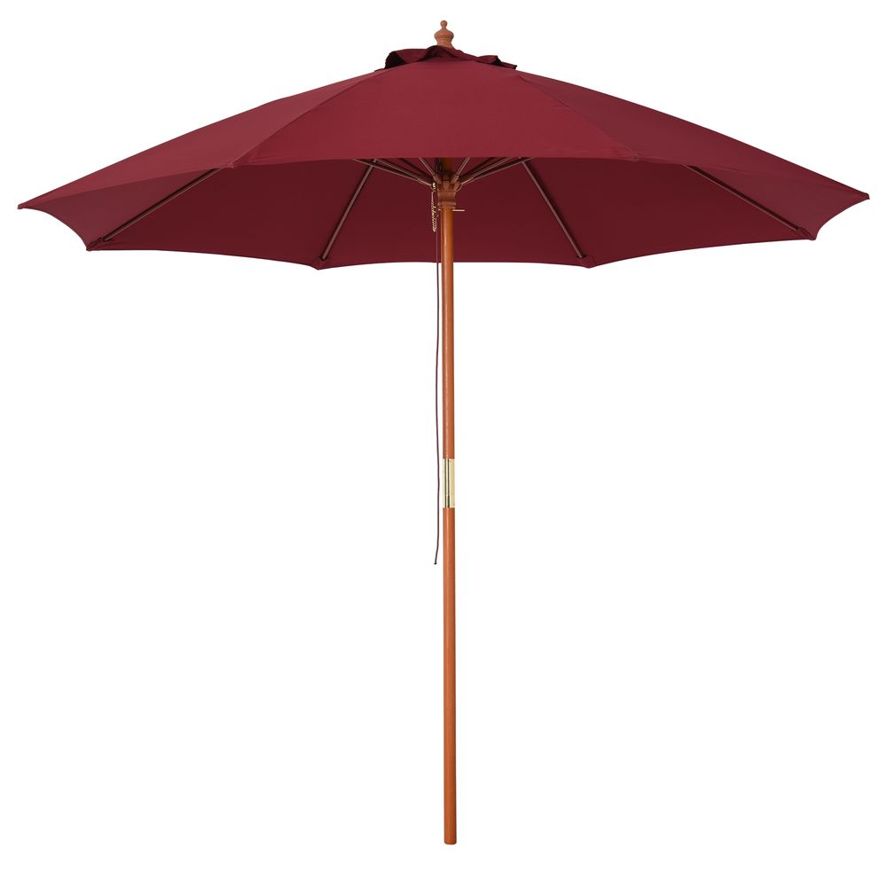 Outdoor Wood Garden Parasol Sun Shade Umbrella with Top Vent - 2.5m Canopy