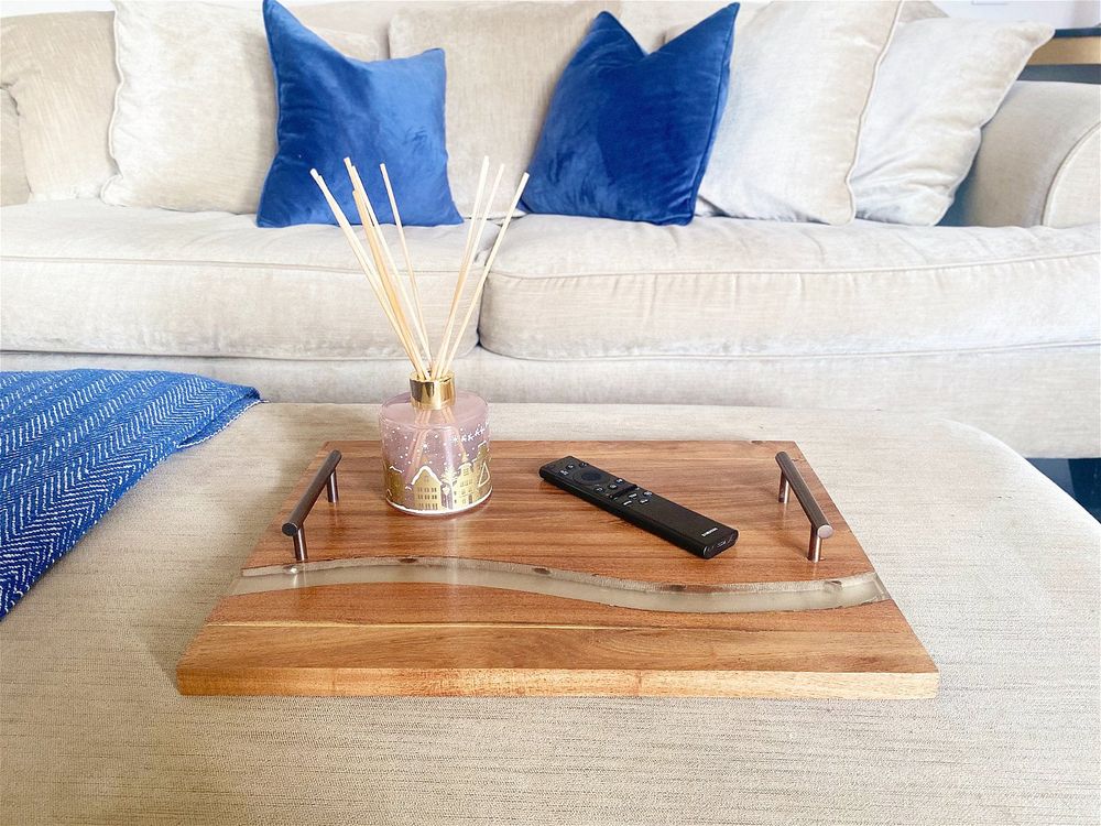 Premium Acacia Wood Tray | Elegant Design with Handles