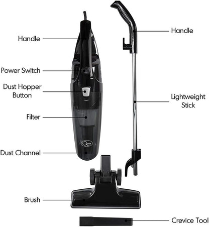 Quest 2-in-1 Upright and Handheld Lightweight Bagless Vacuum Cleaner Black, 600 W- 44839