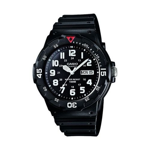 Casio Mens Day Date Black Dial & Black Rubber Strap Watch - MRW-200H-1BVDF