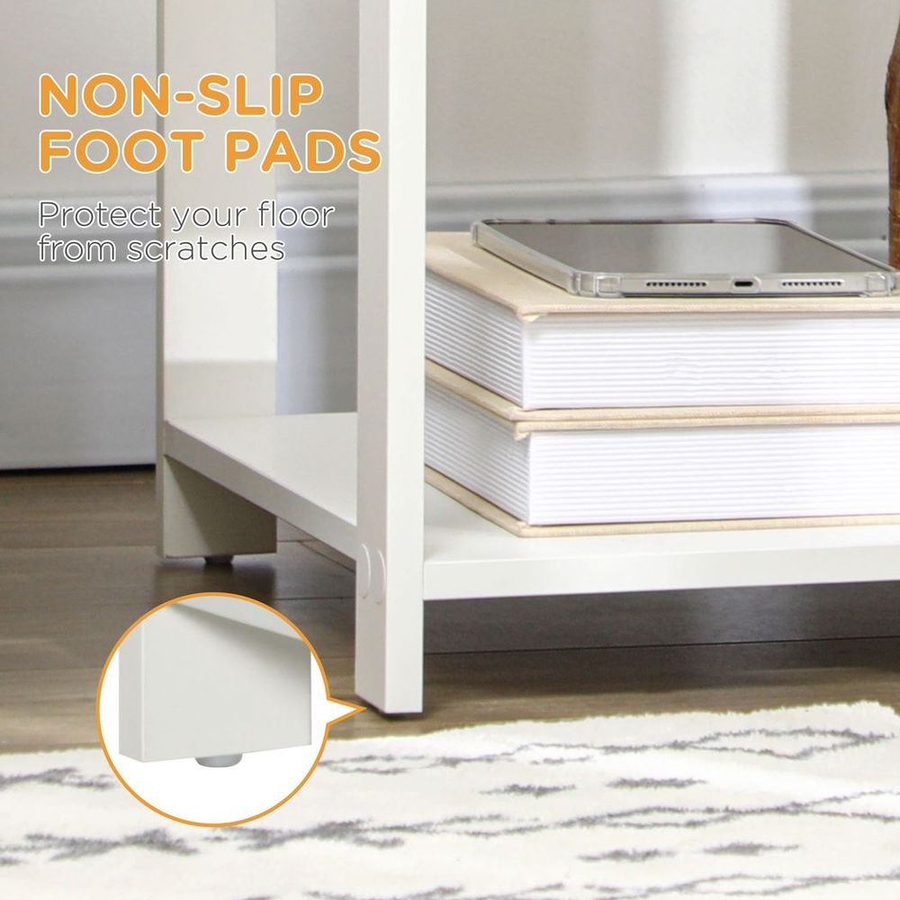 Multi-Purpose White Bedside Table with Drawer & Shelf - Storage for Bedroom, Sofa, & More