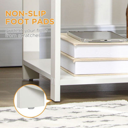 Multi-Purpose White Bedside Table with Drawer & Shelf - Storage for Bedroom, Sofa, & More