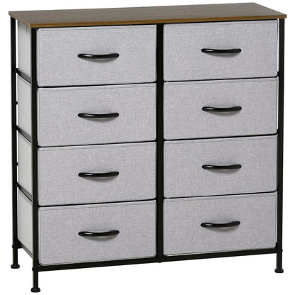 HOMCOM Grey 8 Drawer Fabric Chest: Closet & Hallway Storage, Wooden Top, High Quality