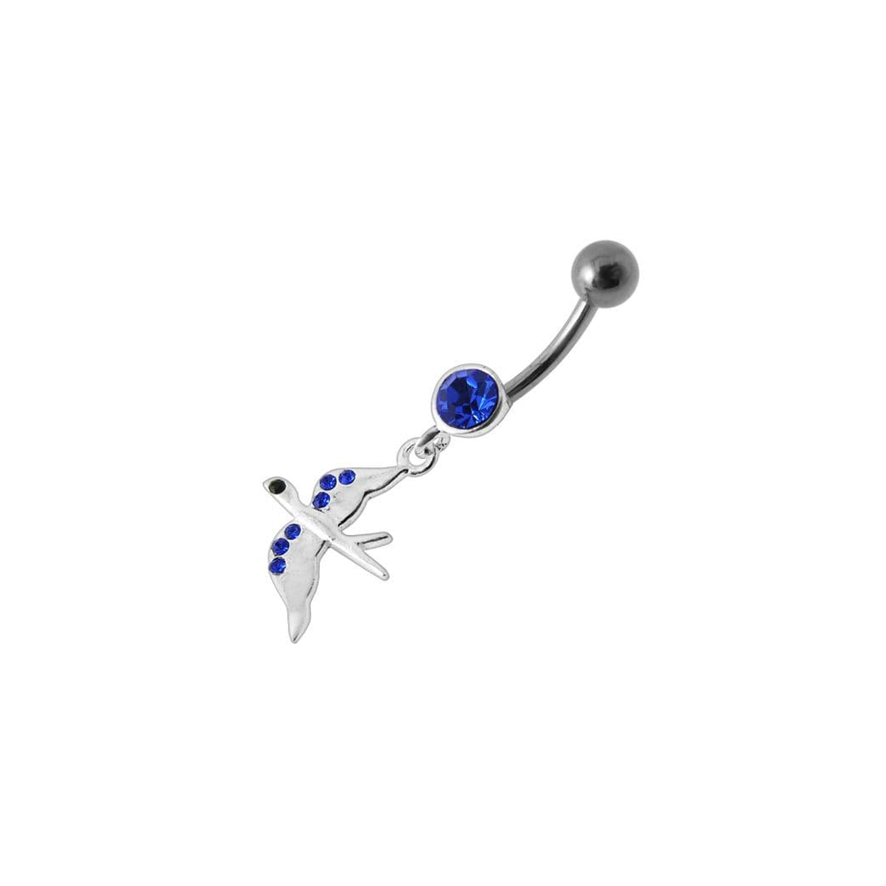 Jeweled Flying Pigeon Dangling Belly Ring