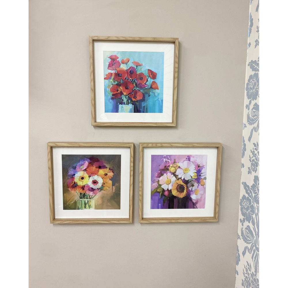 Sunburst Frame Set: Colorful Prints in Elegant Wooden Frames - High Quality
