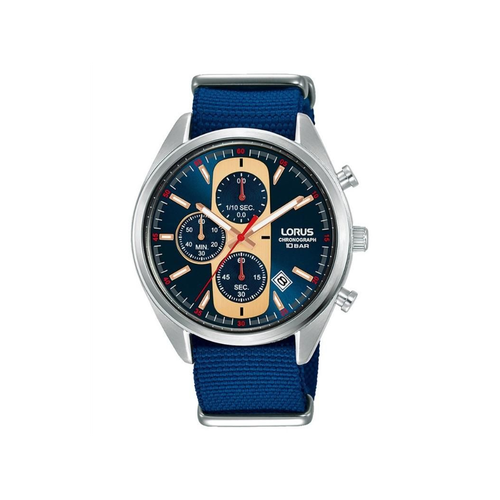 Lorus Mens Urban Chronograph Dated Blue Dial Blue Nylon Strap Watch RM357GX9 BRAND NEW BUT NEEDS BATTERY