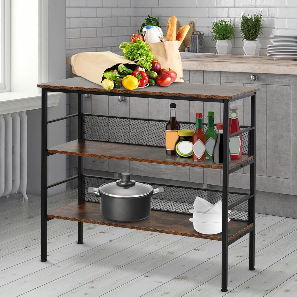 Industrial 3-Tier Display Shelf - Brown MDF | Stable, Stylish, Organized | Perfect for Home or Office