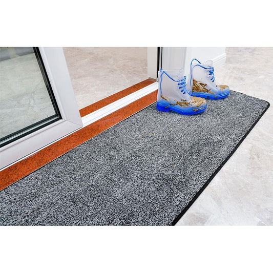 Magic Clean Step Mat Non-Slip Machine Washable Door mat Carpet Rug Liner Light Grey - 45 X 150 cm
