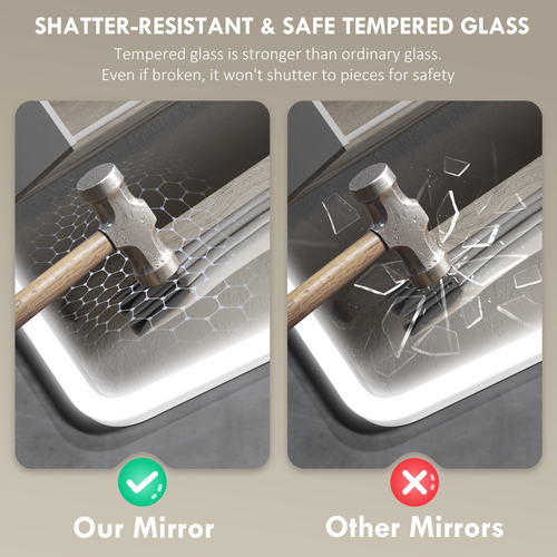 HOMCOM 600 x 800 mm Bluetooth Bathroom Mirror with LED Lights Wall Mounted