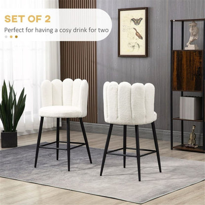 Set of 2 Bar Stools | Dining Chairs | Office Chairs | Cream White