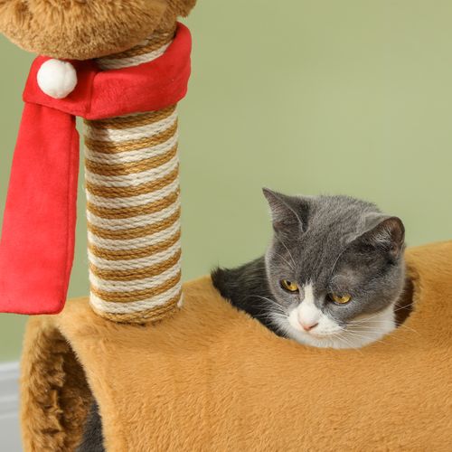 PawHut Cat Tree, 98cm Deer Themed Cat Tower for Indoor Cats and Kittens