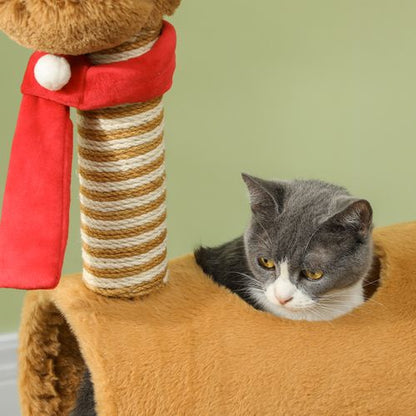 PawHut Cat Tree, 98cm Deer Themed Cat Tower for Indoor Cats and Kittens