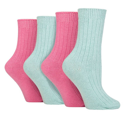 Wildfeet - Ladies 4 Pair Multi Pack Cashmere Bed Socks