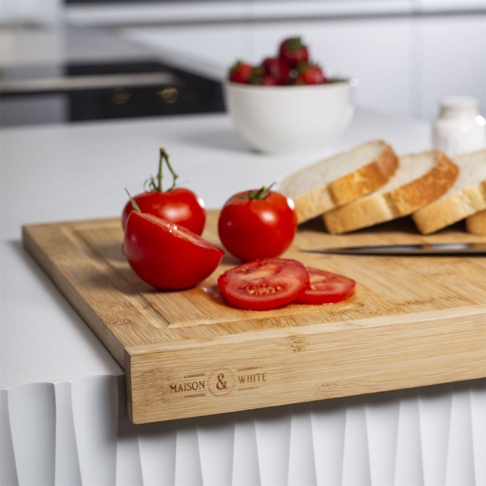 Bamboo Counter Edge Chopping Board | Anti-Slip & Durable | Maison & White