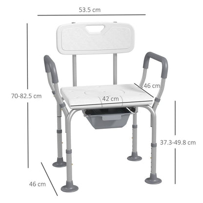 HOMCOM 3-in-1 Shower Chair Adjustable Bedside Commode Raised Toilet Seat White