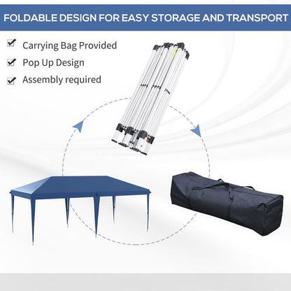 Outsunny 6 x 3(m) Pop Up Gazebo Patio Party Event Heavy Duty Canopy Blue