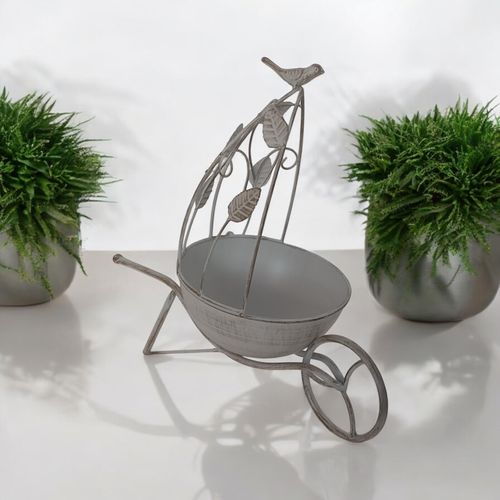 36CM CREAM METAL GARDEN PLANTER