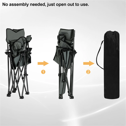 Camping Chair with Carry Bag Fishing Grey Robust Durable Seating and Lying 2 in one