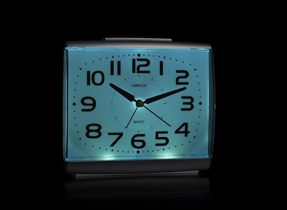 Amplus Large Numbers Dial Silver Alarm Clock - Silent Sweep, Light Snooze, Top Quality PT175