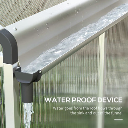 Outsunny 6x6ft Aluminium Greenhouse - Door Window Galvanised Base PC Panel