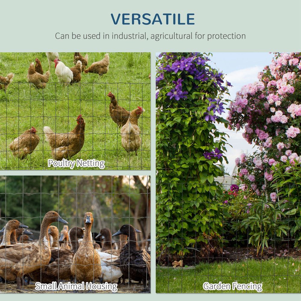 PawHut 0.6Mx10M Chicken Wire Mesh Rabbit Poultry Animal Fence PVC Coated Netting