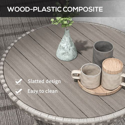 Outsunny Outdoor PE Rattan Dining Table w/ Wood-plastic Composite Top, Grey